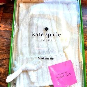 NIB Kate Spade white winter hat and scarf set
